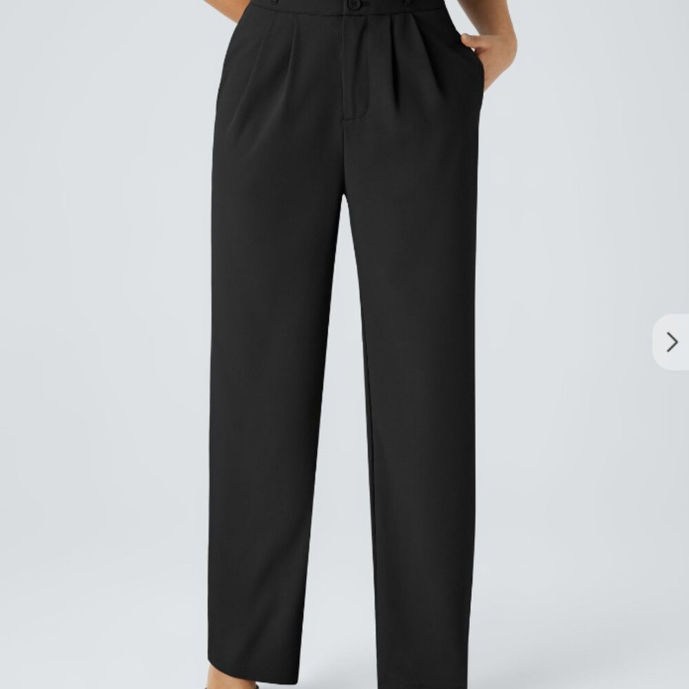 NWT Halara Black High Waisted Straight Leg Work Pants - Size Large